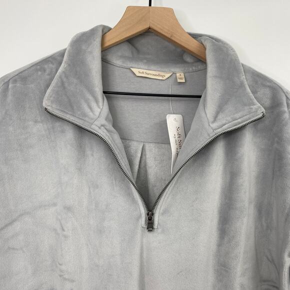 Soft Surroundings Auberon Mini Dress Coziest Zip Up Tunic Pullover Silver NEW S - Picture 3 of 10